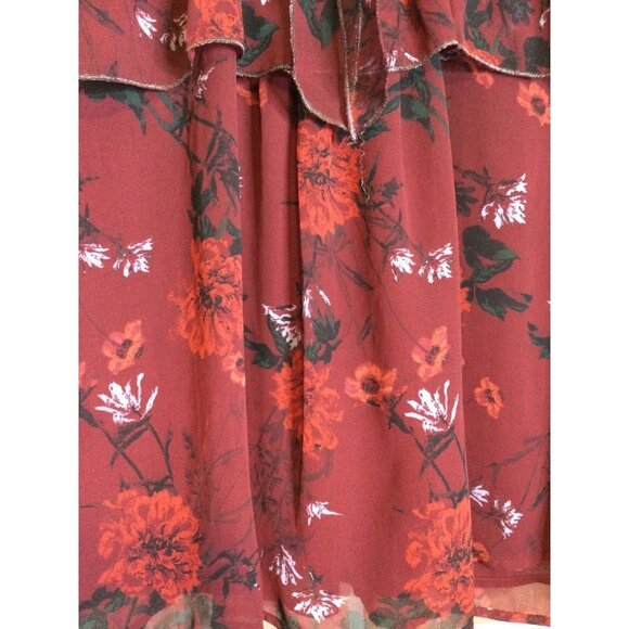 Lucky Brand Women's Floral Print Ruffled Blouse Top Long Sleeve Medium - Picture 2 of 6